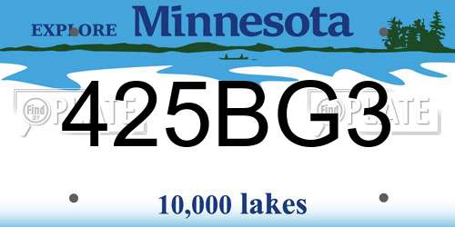 425BG3 Minnesota License Plate