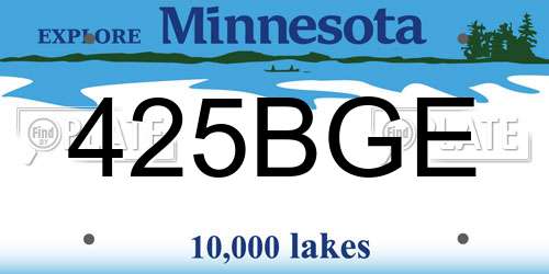 425BGE Minnesota License Plate