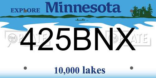 425BNX Minnesota License Plate
