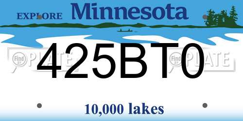 425BT0 Minnesota License Plate