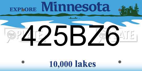425BZ6 Minnesota License Plate