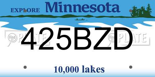 425BZD Minnesota License Plate