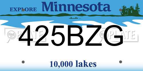425BZG Minnesota License Plate