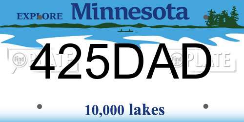 425DAD Minnesota License Plate