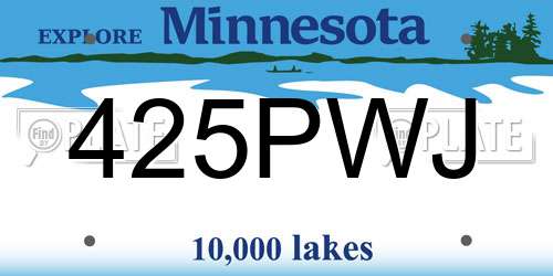 425PWJ Minnesota License Plate