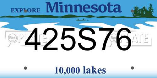 425S76 Minnesota License Plate