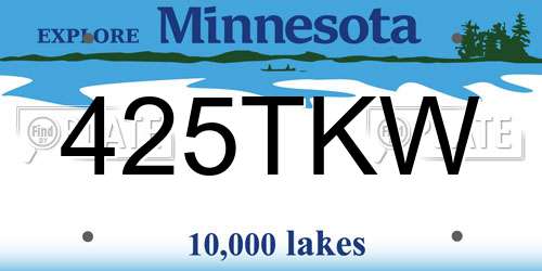 425TKW Minnesota License Plate