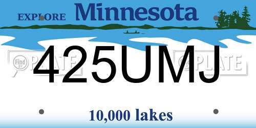 425UMJ Minnesota License Plate