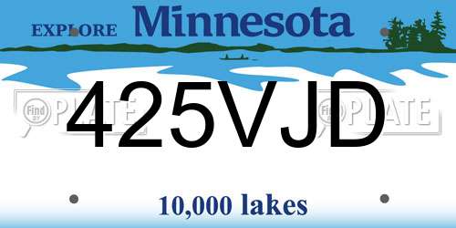 425VJD Minnesota License Plate