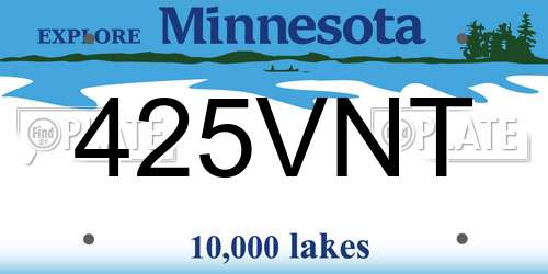 425VNT Minnesota License Plate