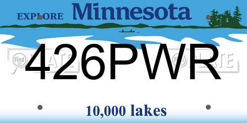 426PWR Minnesota License Plate