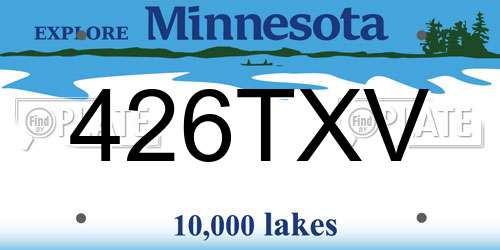 426TXV Minnesota License Plate