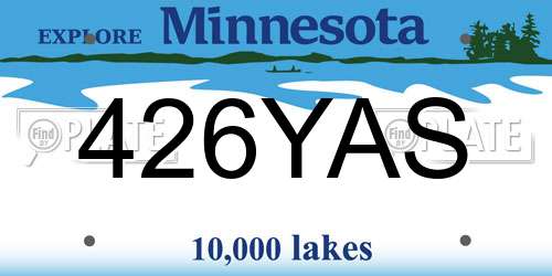 426YAS Minnesota License Plate