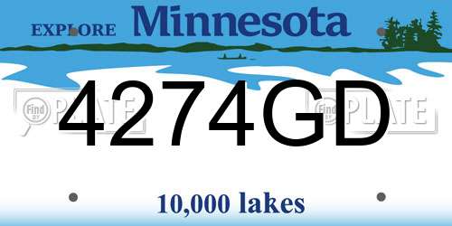 4274GD Minnesota License Plate