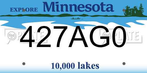 427AG0 Minnesota License Plate