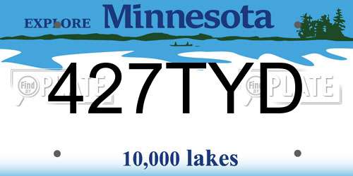 427TYD Minnesota License Plate