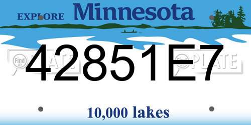 42851E7 Minnesota License Plate