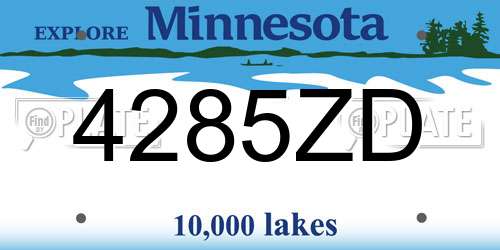 4285ZD Minnesota License Plate