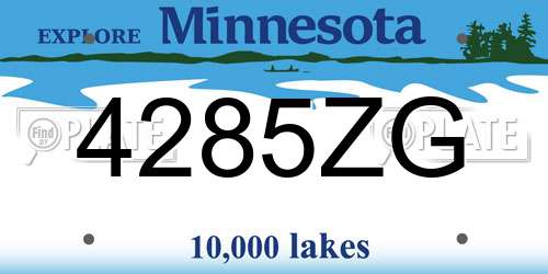 4285ZG Minnesota License Plate