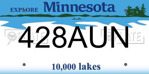 428AUN Minnesota License Plate
