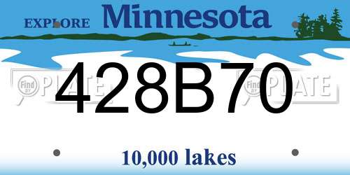 428B70 Minnesota License Plate