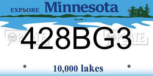 428BG3 Minnesota License Plate