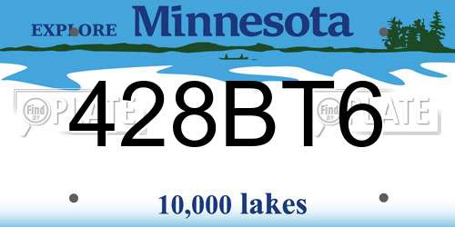 428BT6 Minnesota License Plate