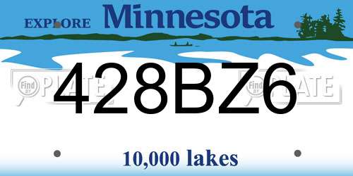 428BZ6 Minnesota License Plate