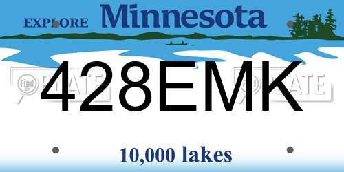428EMK Minnesota License Plate