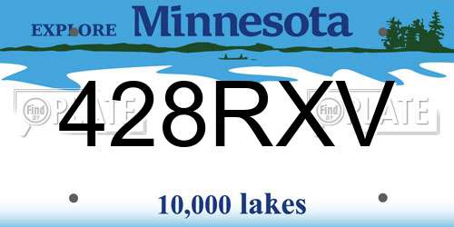 428RXV Minnesota License Plate