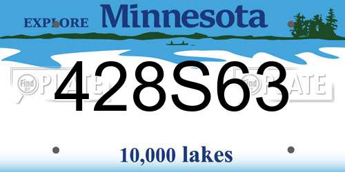 428S63 Minnesota License Plate