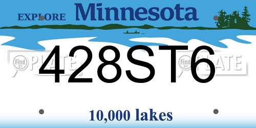 428ST6 Minnesota License Plate