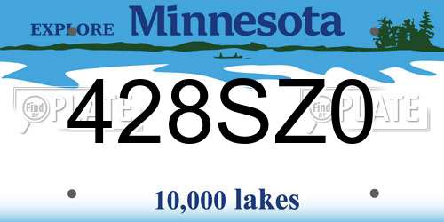 428SZ0 Minnesota License Plate