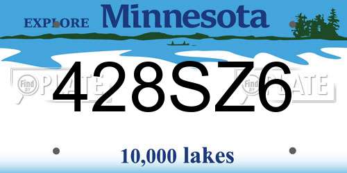 428SZ6 Minnesota License Plate