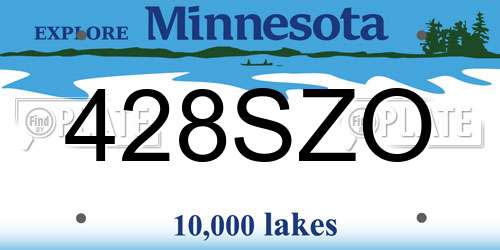 428SZO Minnesota License Plate