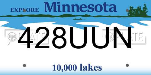 428UUN Minnesota License Plate
