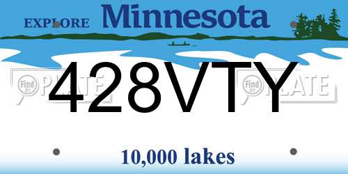 428VTY Minnesota License Plate