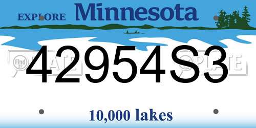 42954S3 Minnesota License Plate