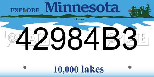 42984B3 Minnesota License Plate