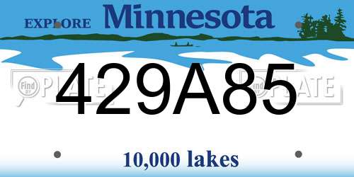 429A85 Minnesota License Plate