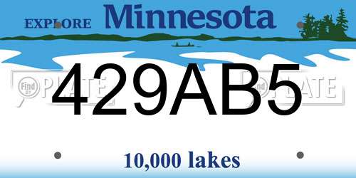 429AB5 Minnesota License Plate