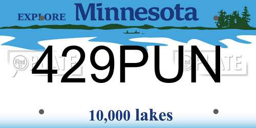 429PUN Minnesota License Plate