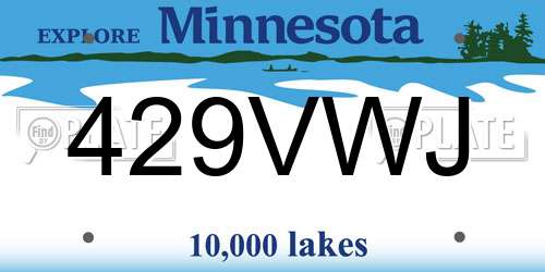 429VWJ Minnesota License Plate