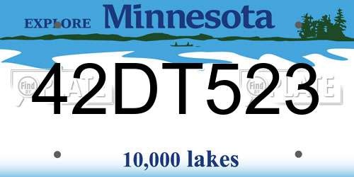 42DT523 Minnesota License Plate