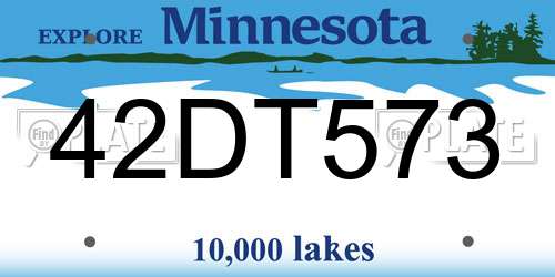 42DT573 Minnesota License Plate