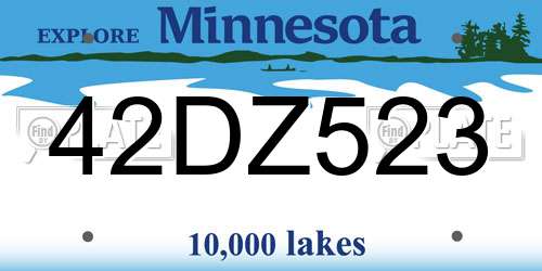 42DZ523 Minnesota License Plate