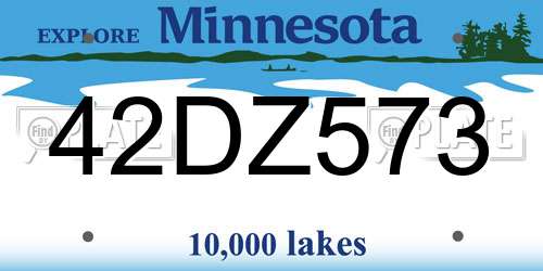42DZ573 Minnesota License Plate