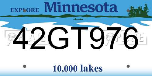 42GT976 Minnesota License Plate