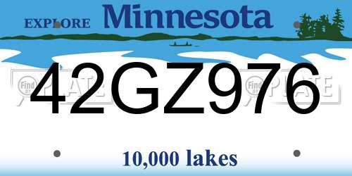 42GZ976 Minnesota License Plate