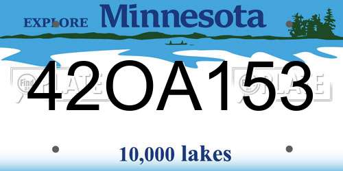 42OA153 Minnesota License Plate